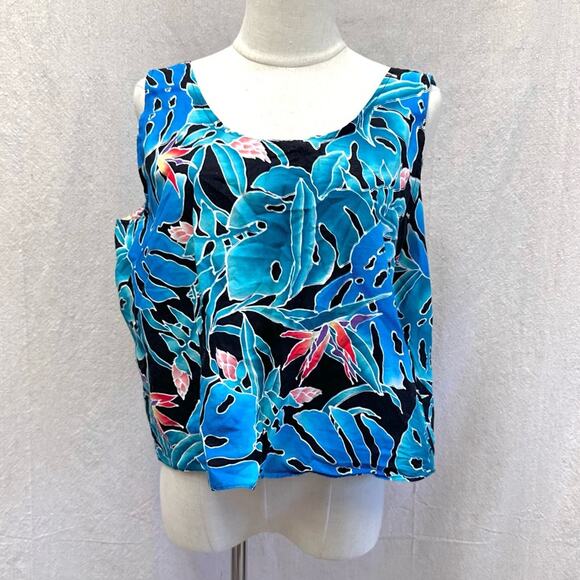 Hilo Hattie vintage‎ crop sleeveless boxy top Size XL Tropical Print 100% cotton - Picture 5 of 12